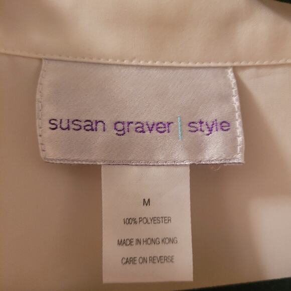 Susan Graver Button Down Shirt Lot Of 3 Size M Cream Blue Brown - Picture 4 of 10